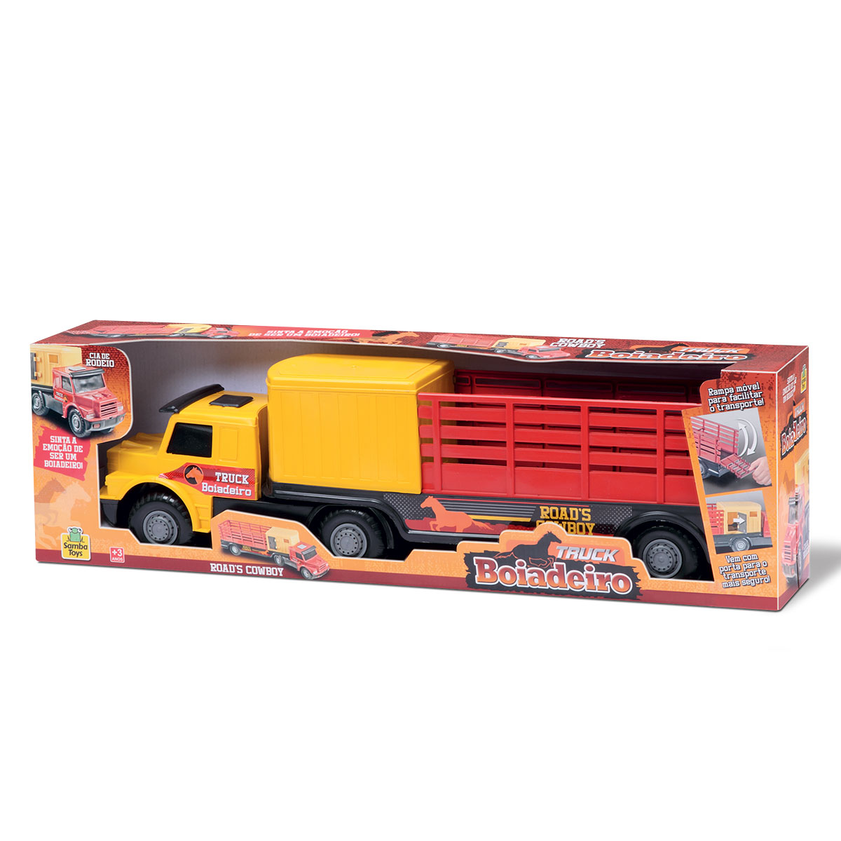 Caminhão de Brinquedo Boiadeiro Cowboy Truck com Animais